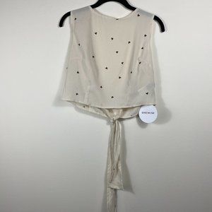 Open Back Crop Top with Heart Print